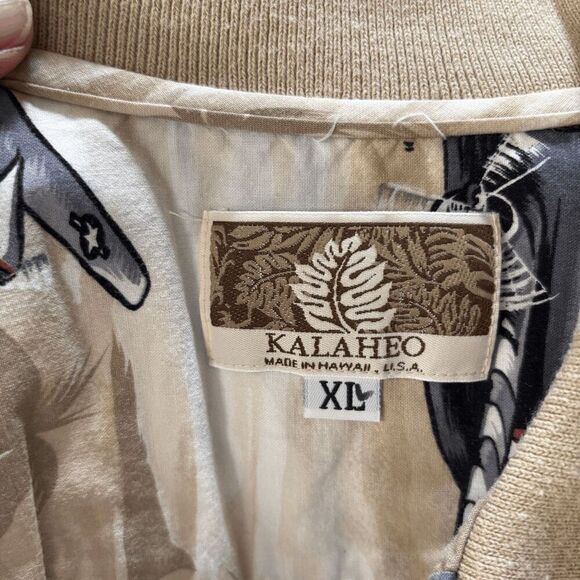 Vintage Kalaheo Shirt Men's XL Hawaiian Military Bomber War WW2 Planes Polo EUC - Picture 5 of 9